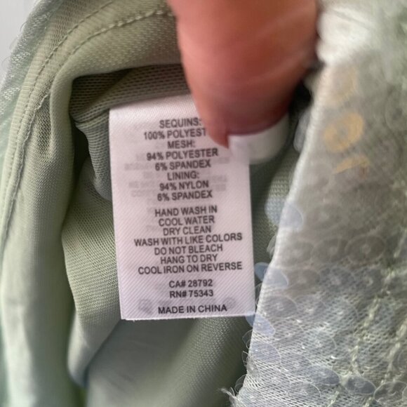 NWT, Caroline Constas Mint Ombre Sequin V-Neck Sleeveless Midi Dress, Medium - Picture 11 of 11